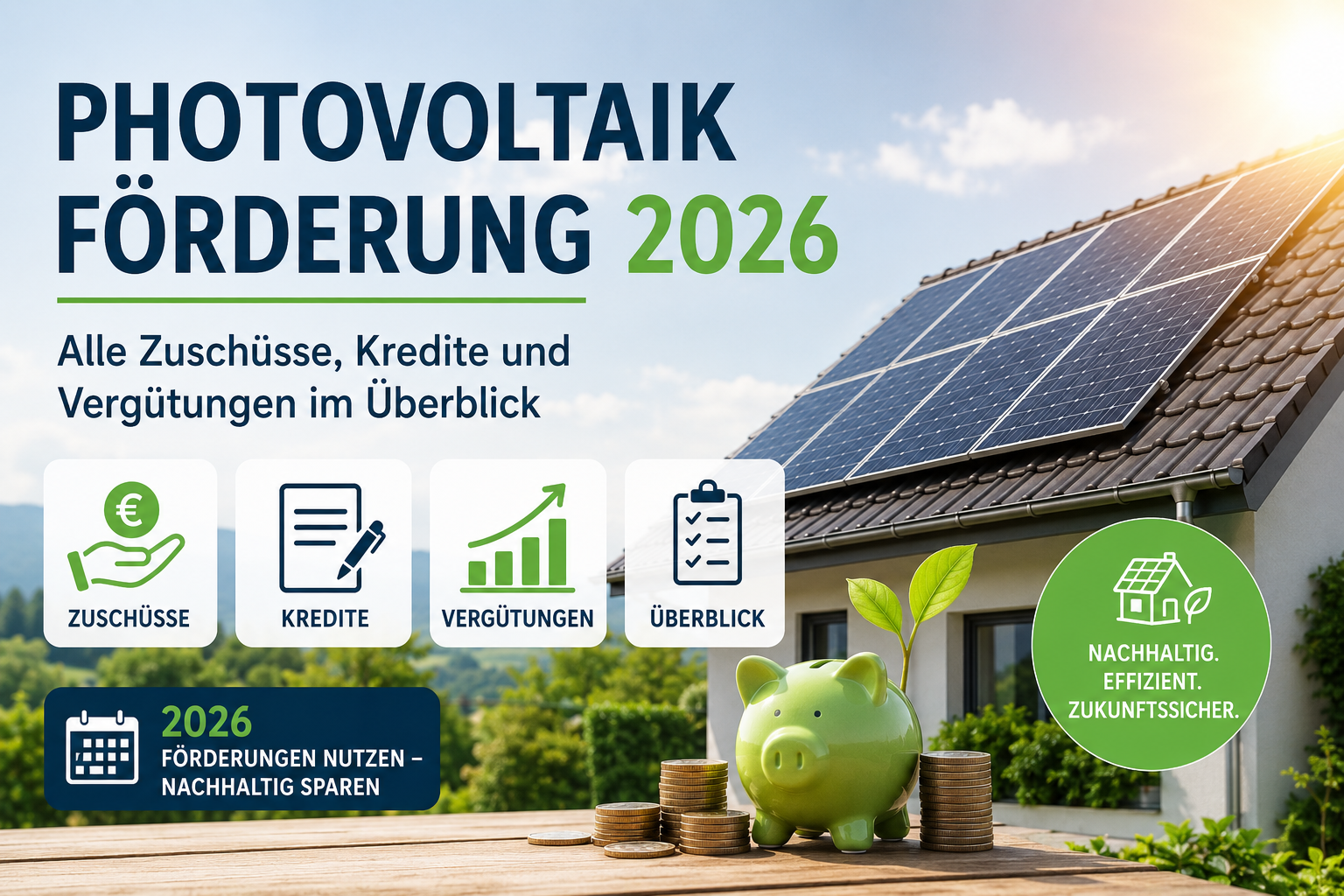 Photovoltaik Förderung 2026: Alle Zuschüsse, Kredite und Vergütungen im Überblick